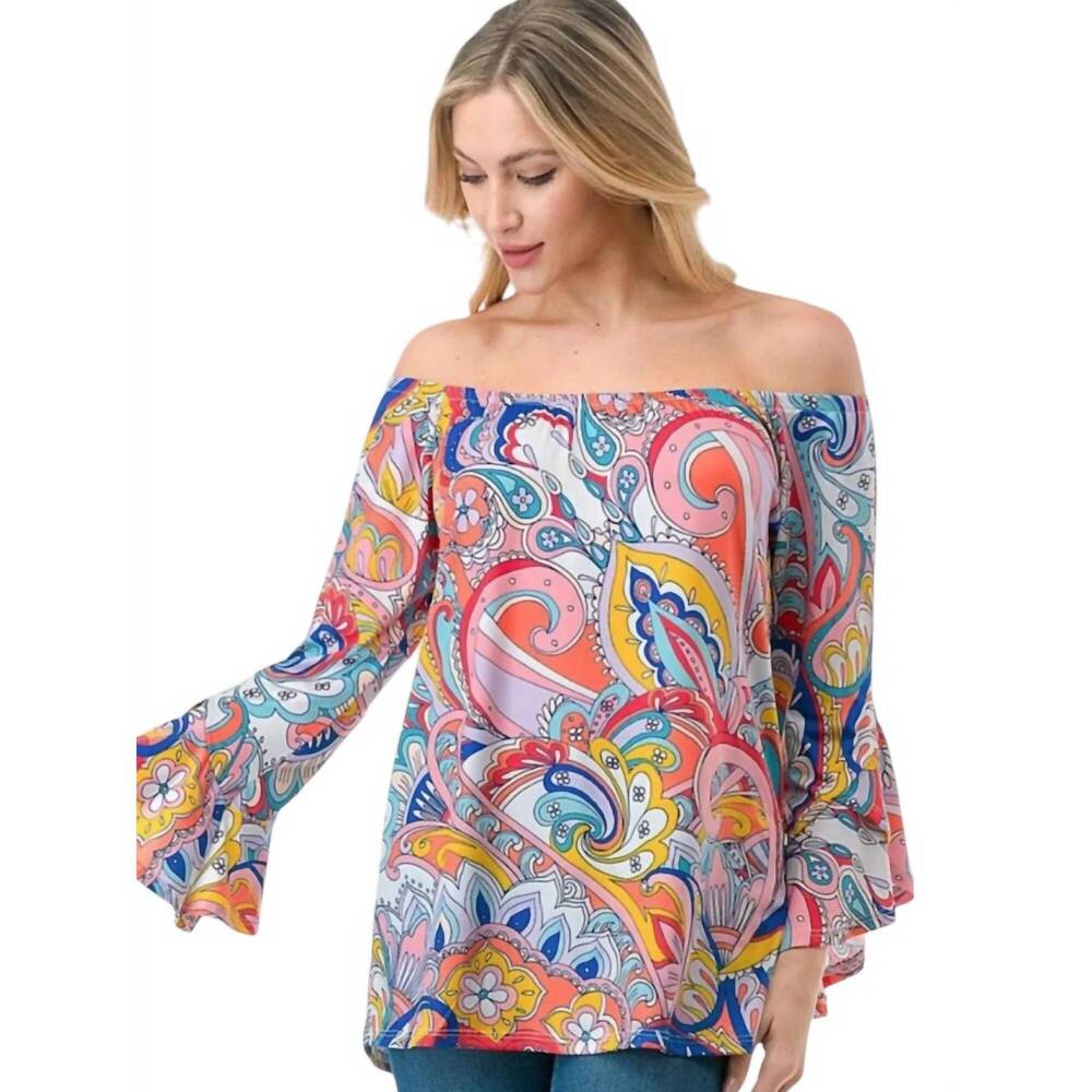 NEW VAVA julia off shoulder top in summer paisley